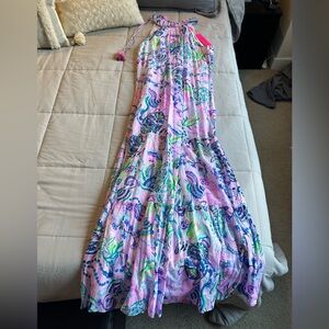 NWT Lilly Pulitzer Everly Ruffle Maxi Dress in Lilac Freesia Mermaid For You SzM
